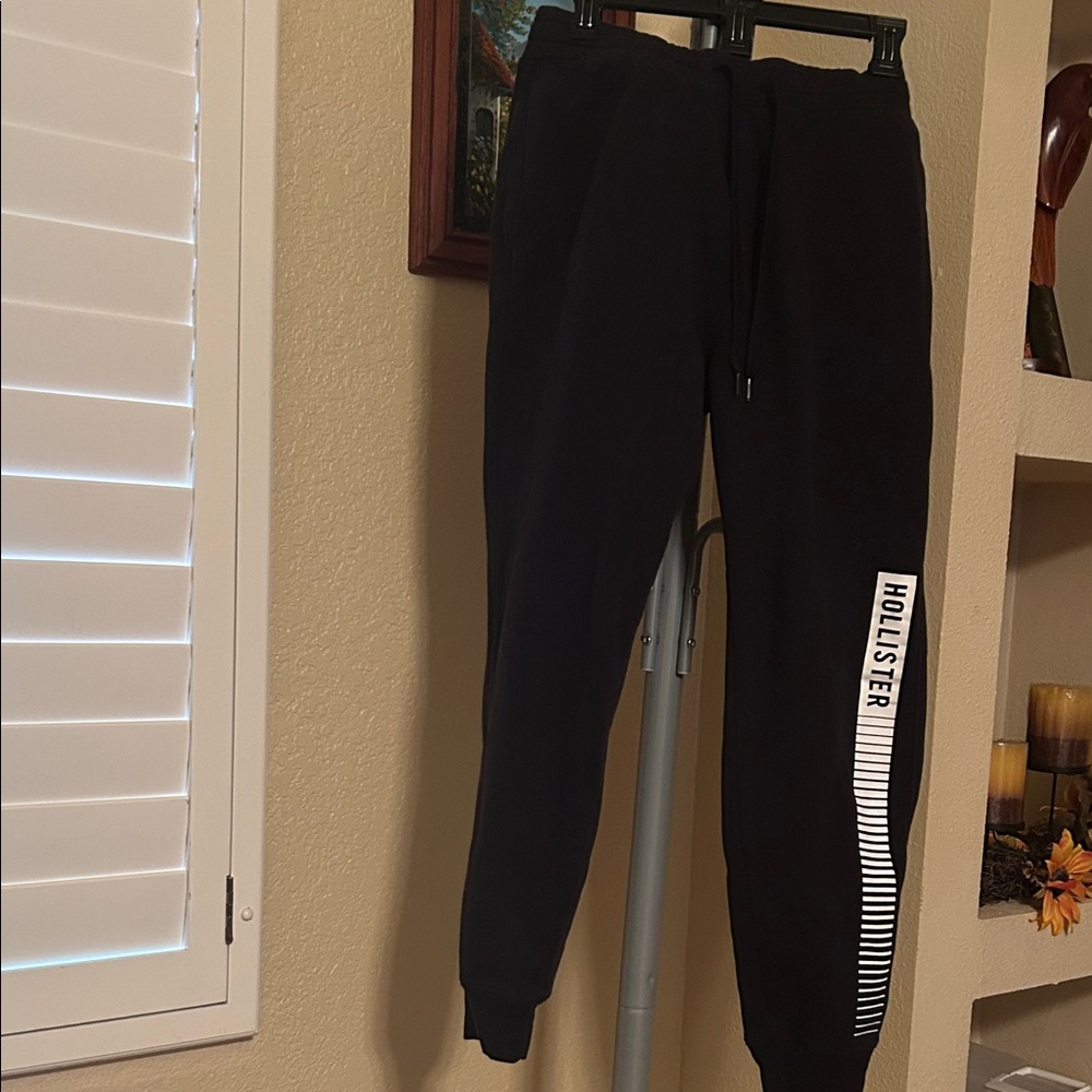 Hollister Black Sweatpants with White Graphic